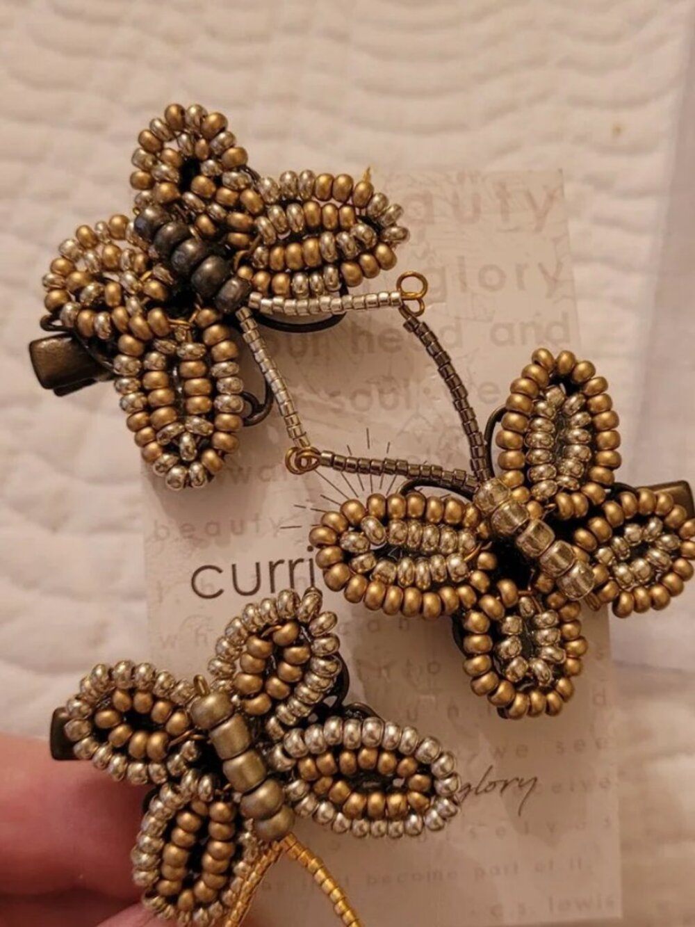 Curried Myrrh NWT Free People Kocho Butterfly Hair Clips set of 3 - Picture 3 of 7